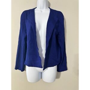 Marc Cain Royal Blue Jacket Size N4 (US 10-12) Knit Open Front Blazer Career